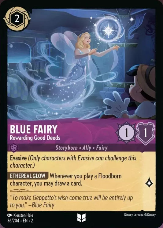 Lorcana Rise of the Floodborn 036/204 Blue Fairy Rewarding Good Deeds Foil