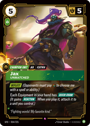 Riftbound Spiritforged 054/221 Jax Unmatched