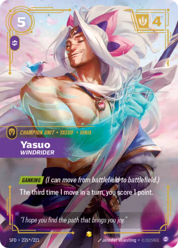 Riftbound Spiritforged 235s/221 Yasuo Windrider (Signed Showcase)