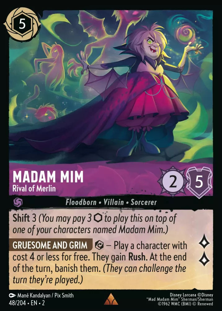 Lorcana Rise of the Floodborn 048/204 Madam Mim Rival of Merlin Foil