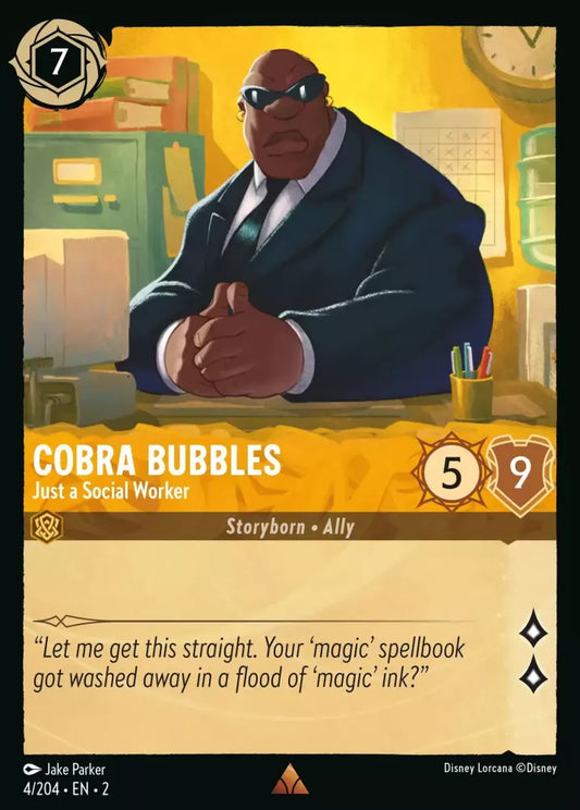Lorcana Rise of the Floodborn 004/204 Cobra Bubbles Just a Social Worker