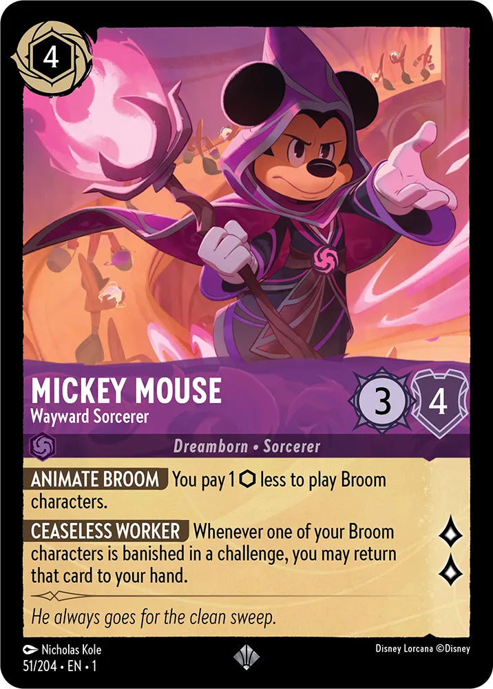 Lorcana The First Chapter 051/204 Mickey Mouse Wayward Sorcerer Foil