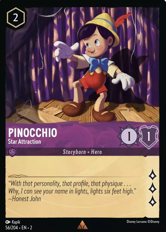 Lorcana Rise of the Floodborn 056/204 Pinocchio Star Attraction