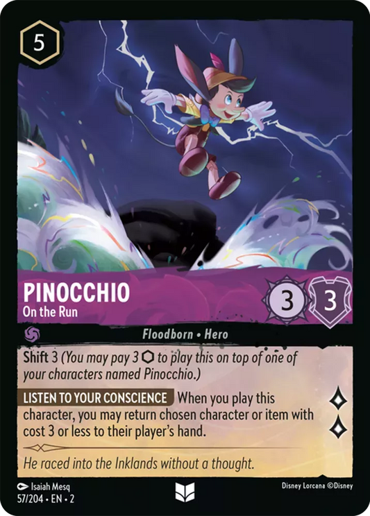 Lorcana Rise of the Floodborn 057/204 Pinocchio On the Run Foil