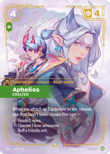 Riftbound Spiritforged 224s/221 Aphelios Exalted (Signed Showcase)