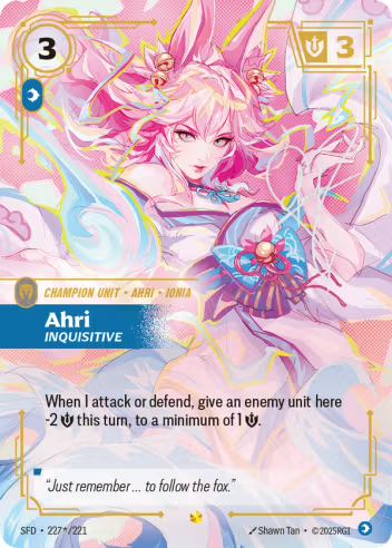 Riftbound Spiritforged 227s/221 Ahri Inquisitive (Signed Showcase)