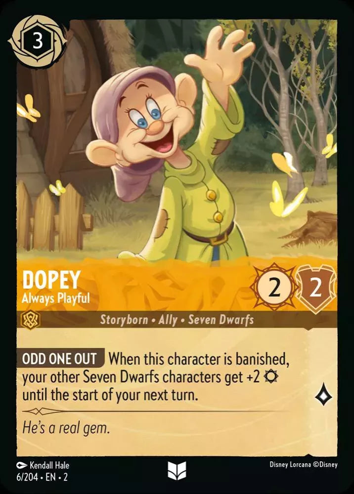 Lorcana Rise of the Floodborn 006/204 Dopey Always Playful Foil