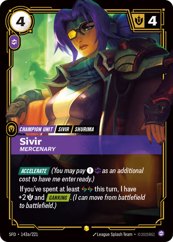 Riftbound Spiritforged 143a/221 Sivir Mercenary (Showcase)