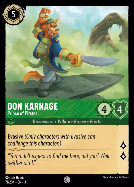 Lorcana Into the Inklands 071/204 Don Karnage Prince of Pirates