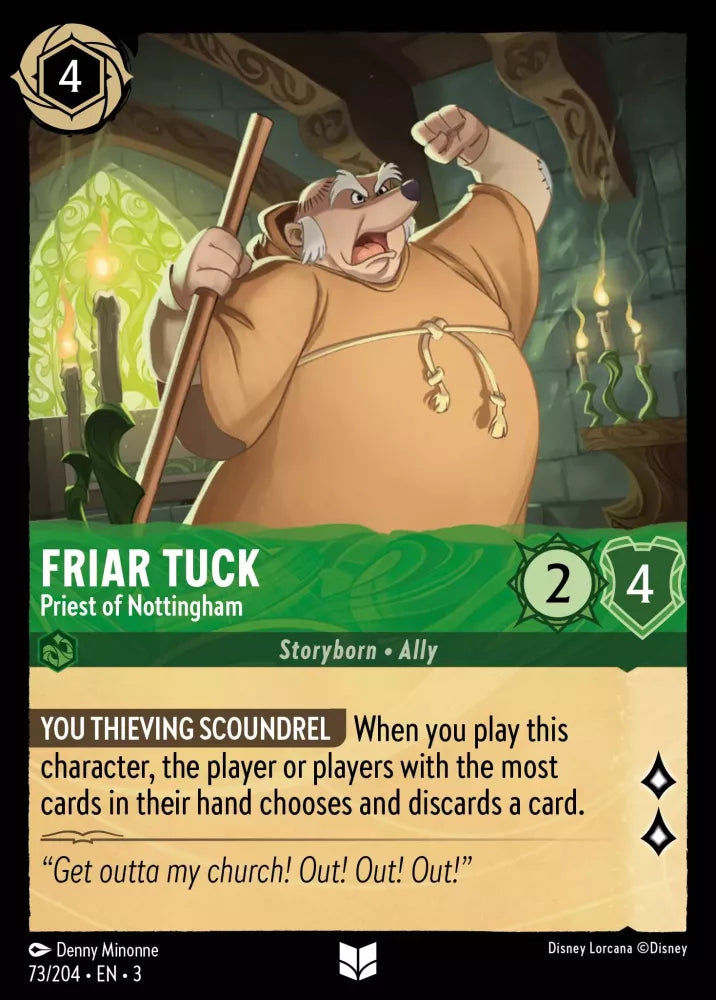 Lorcana Into the Inklands 073/204 Friar Tuck Priest of Nottingham