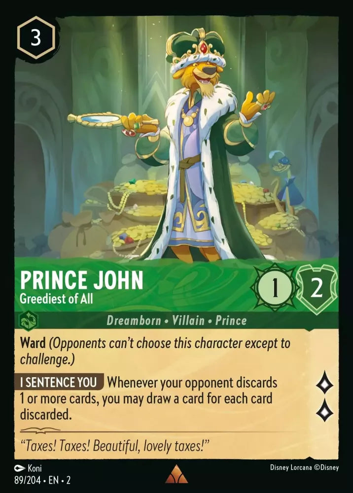 Lorcana Rise of the Floodborn 089/204 Prince John Greediest of All