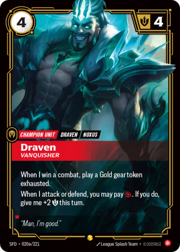 Riftbound Spiritforged 020a/221 Draven Vanquisher (Showcase)