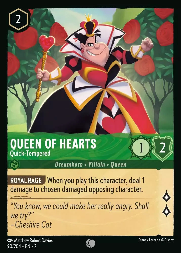 Lorcana Rise of the Floodborn 090/204 Queen of Hearts Quick-Tempered