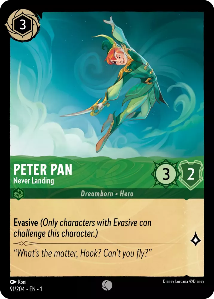 Lorcana The First Chapter 091/204 Peter Pan Never Landing Foil