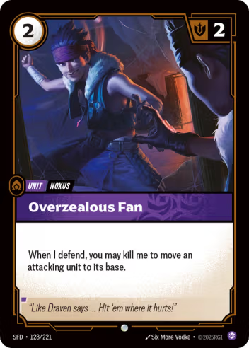Riftbound Spiritforged 128/221 Overzealous Fan