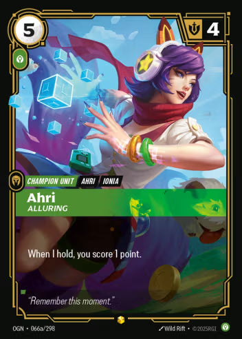Mel Showcase Riftbound Riftbound Origins 066a/298 Ahri Alluring (Showcase) – JGC Collectables