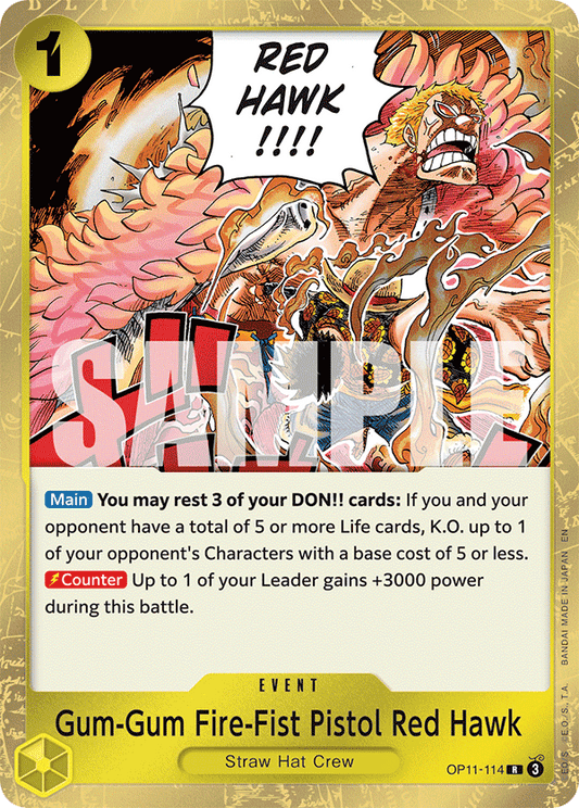OPTCG A Fist of Divine Speed OP11-114 Gum-Gum Fire-Fist Pistol Red Hawk