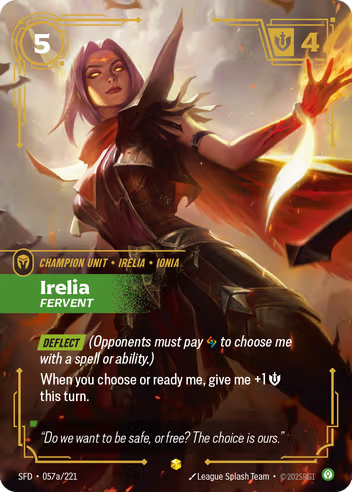 Riftbound Spiritforged 057a/221 Irelia Fervent (Showcase)