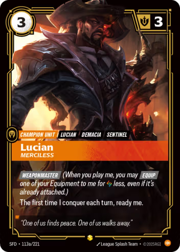 Riftbound Spiritforged 113a/221 Lucian Merciless (Showcase)