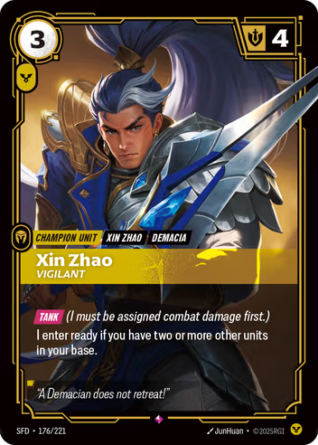 Riftbound Spiritforged 176/221 Xin Zhao Vigilant