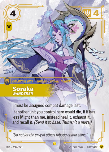 Riftbound Spiritforged 239/221 Soraka Wanderer (Showcase)