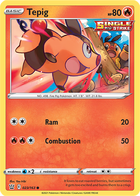 SWSH Battle Styles 023/163 Tepig Reverse Holo