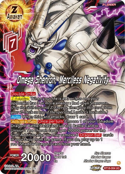 DBS Dawn of the Z-Legends BT18-004 Omega Shenron, Merciless Negativity (Z-Leader) Foil