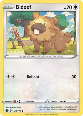 SWSH Brilliant Stars 120/172 Bidoof Reverse Holo
