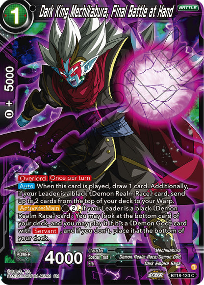 DBS Dawn of the Z-Legends BT18-130 Dark King Mechikabura, Final Battle at Hand Foil
