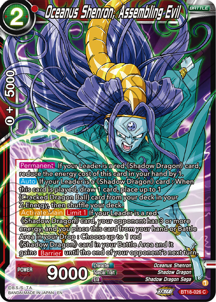 DBS Dawn of the Z-Legends BT18-026 Oceanus Shenron, Assembling Evil Foil