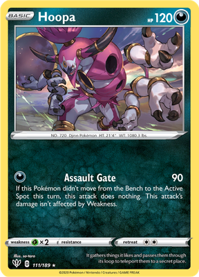 SWSH Darkness Ablaze 111/189 Hoopa Holo Rare