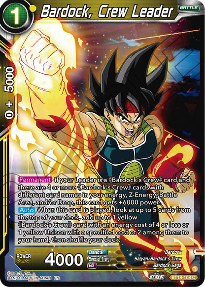 DBS Dawn of the Z-Legends BT18-108 Bardock, Crew Leader Foil