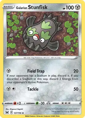SWSH Lost Origin 127/196 Galarian Stunfisk Reverse Holo
