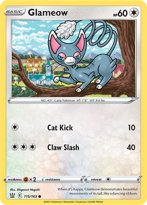 SWSH Battle Styles 115/163 Glameow Reverse Holo