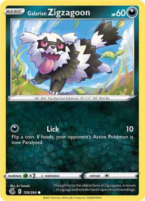 SWSH Fusion Strike 159/264 Galarian Zigzagoon Reverse Holo