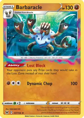 SWSH Lost Origin 107/196 Barbaracle Reverse Holo