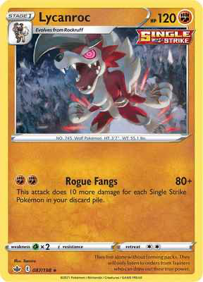 SWSH Chilling Reign 087/198 Lycanroc Reverse Holo