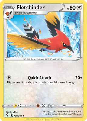 SWSH Evolving Skies 139/203 Fletchinder