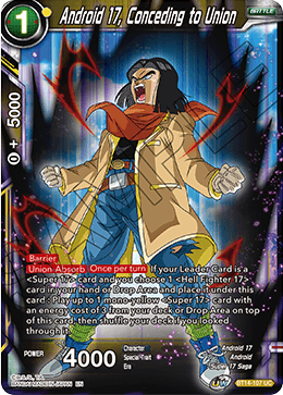 DBS Cross Spirits BT14-107 Android 17, Conceding to Union Foil