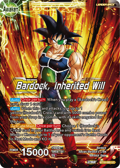 DBS Dawn of the Z-Legends BT18-089 Bardock's Crew / Bardock, Inherited Will (Leader)
