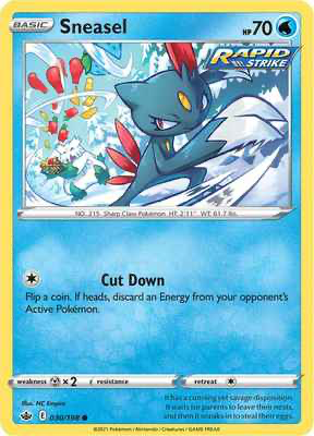 SWSH Chilling Reign 030/198 Sneasel Reverse Holo