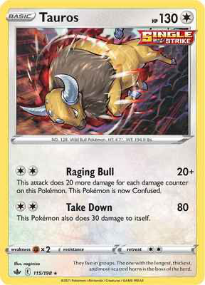 SWSH Chilling Reign 115/198 Tauros Reverse Holo
