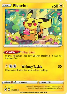 SWSH Lost Origin 052/196 Pikachu