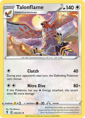 SWSH Evolving Skies 140/203 Talonflame Reverse Holo
