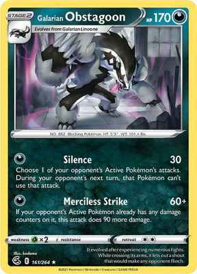 SWSH Fusion Strike 161/264 Galarian Obstagoon Reverse Holo