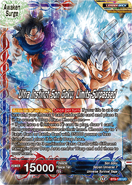 DBS Universal Onslaught BT9-100 Son Goku / Ultra Instinct Son Goku, Limits Surpassed (Leader) Foil