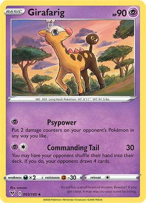 SWSH Vivid Voltage 065/185 Girafarig Reverse Holo