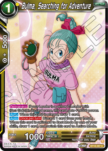 DBS Dawn of the Z-Legends BT18-097 Bulma, Searching for Adventure Foil