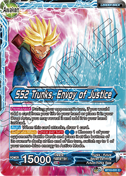 DBS Rise of the Unison Warrior BT10-031 Trunks / SS2 Trunks, Envoy of Justice (Leader)