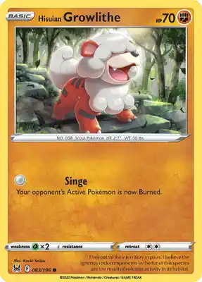 SWSH Lost Origin 083/196 Hisuian Growlithe Reverse Holo